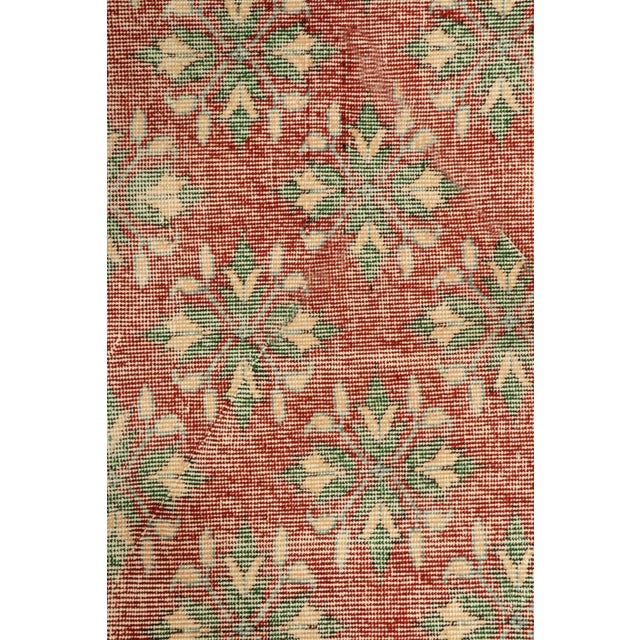 Traditional Vintage Zeki Müren Rug in Red With Geometric-Floral Patterns | Rug & Kilim For Sale - Image 3 of 7