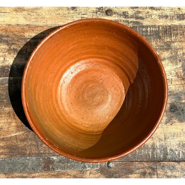 Terra Cotta Vintage Abstract Geometric Ceramic Bowl For Sale - Image 8 of 12