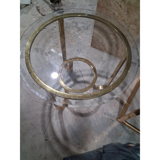 Vintage Modernist Round Brass Side Table For Sale - Image 4 of 4