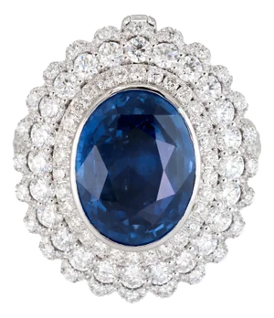 18k (750) White Gold Convertible Ring in Natural Sapphire and Natural Diamond, Size 7