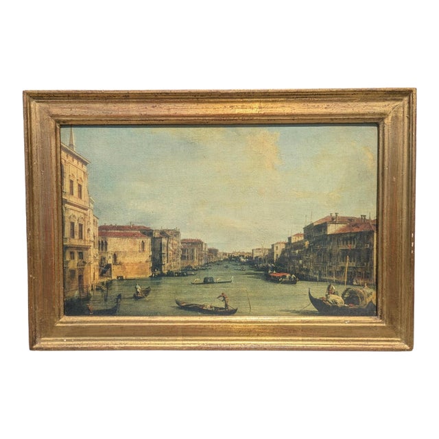 Early 20th Century Italian Florentine Framed Venice Canal Art For Sale