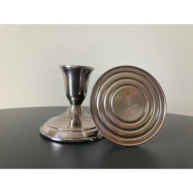 Towle Silversmiths Towle American Silver Plate Candlesticks, Candle Holders- A Pair For Sale - Image 4 of 12
