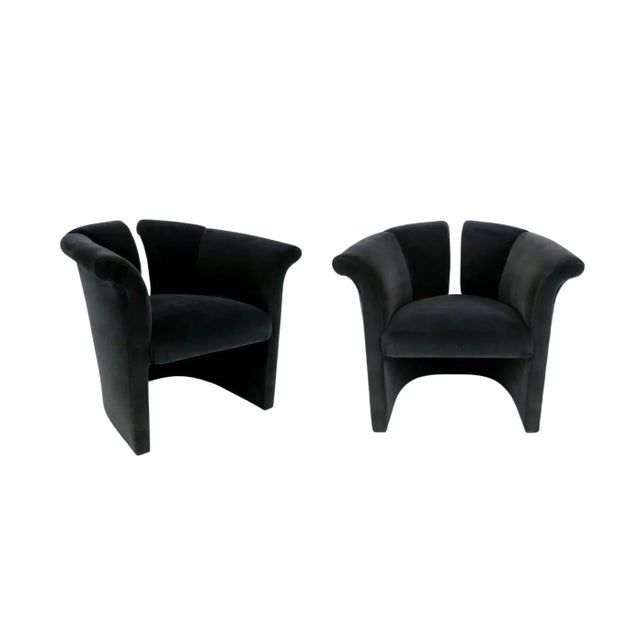 Textile Milo Baughman Postmodern Club Chairs - A Pair For Sale - Image 7 of 9