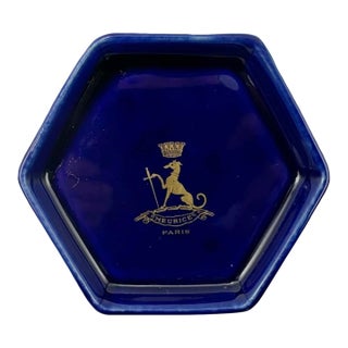 Vintage Le Meurice Hotel Paris Cobalt Blue Ashtray Catchall Dish For Sale
