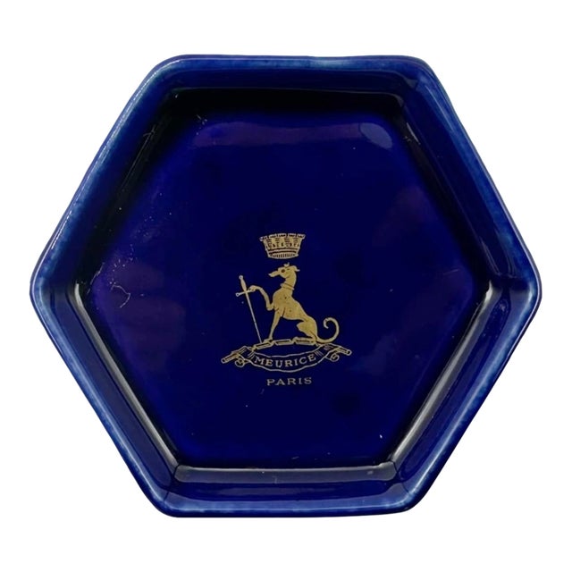 Vintage Le Meurice Hotel Paris Cobalt Blue Ashtray Catchall Dish For Sale