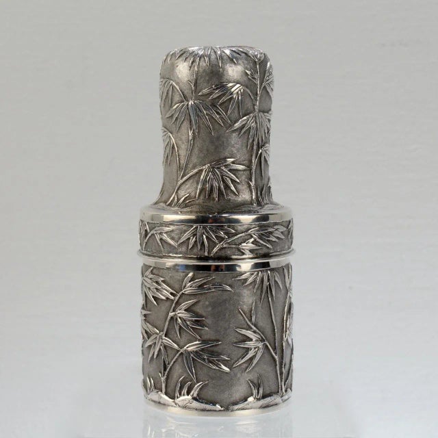 Early 20th Century Antique Wang Hing & Co. Chinese Export Silver Travel Dresser Bottle For Sale - Image 5 of 13
