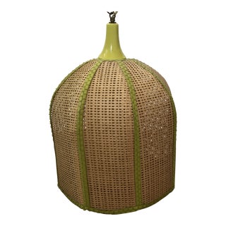 Mid-Century Wicker Parasol Pendant Light For Sale