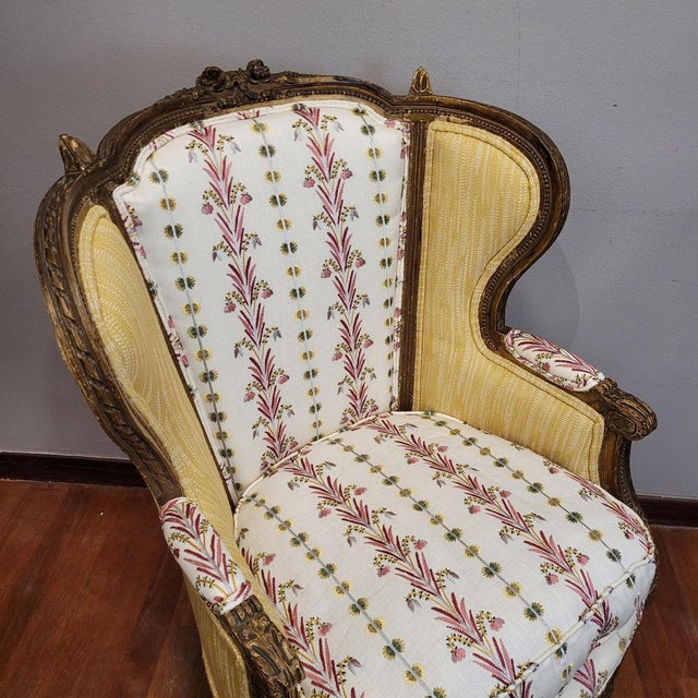 Louis XVI French Wooden Corbeille Armchair by Pierre Frey, 1820 For Sale - Image 12 of 18