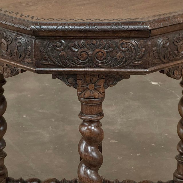 Antique French Renaissance Octagonal Barley Twist Table For Sale - Image 11 of 17