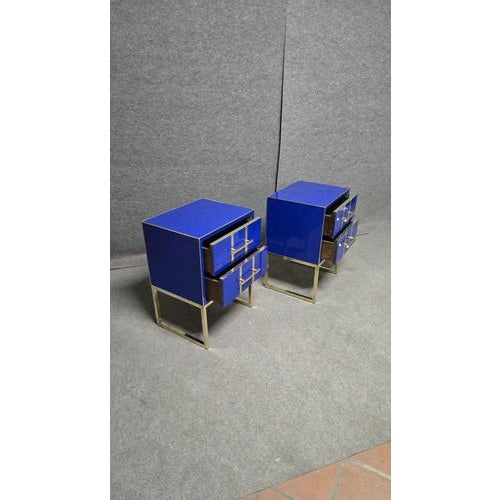 Blue Glass Bedside Tables by Justfurnituress, Set of 2 For Sale - Image 11 of 13