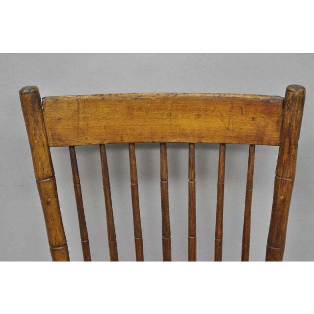 Antique Primitive Rustic French Farmhouse Wooden Faux Bamboo Side Chair For Sale - Image 4 of 14
