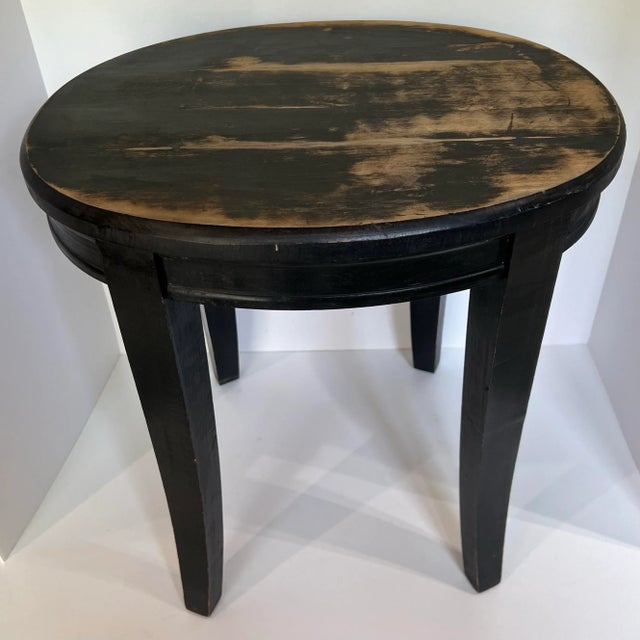 English Vintage Distressed Black Stool For Sale - Image 3 of 6