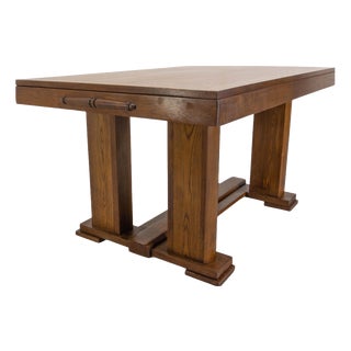 Mid-Century French Extending Oak Dining Table, 1940s For Sale