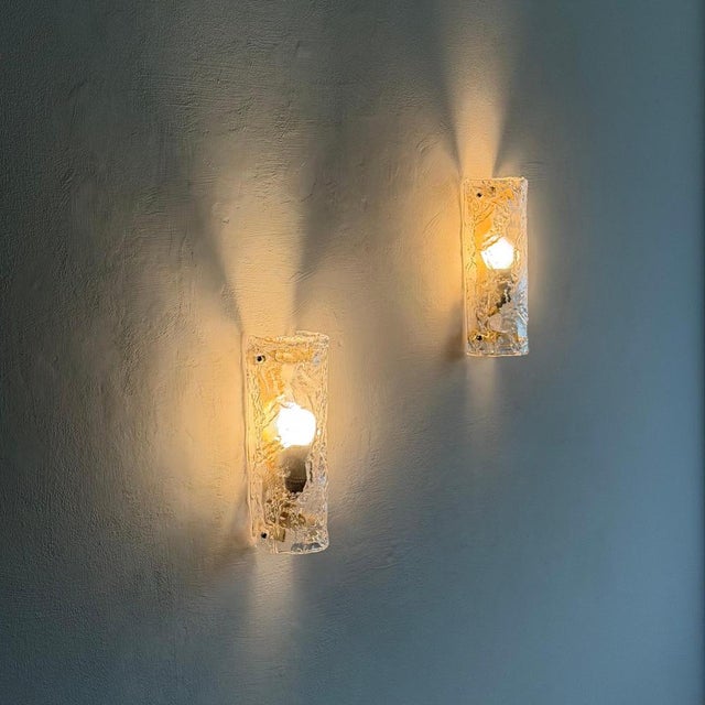 Murano Ice-Textured Glass Wall Sconces from Mazzega, Italy, 1970s, Set of 2 For Sale - Image 11 of 18
