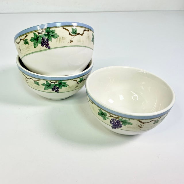 Early 21st C Vintage Boho Chic Merlot Grape Motif Dessert Bowls - Set of 3. For Sale - Image 13 of 16