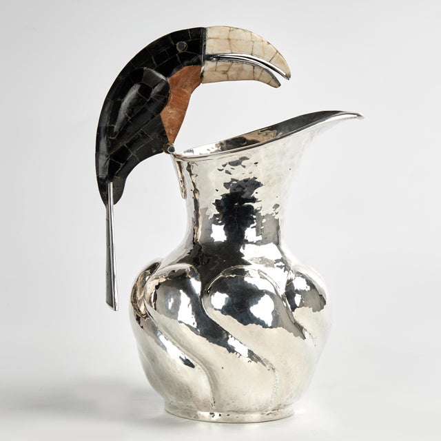 Vintage Silver Plate Pitcher With a Toucan Handle For Sale In West Palm - Image 6 of 7