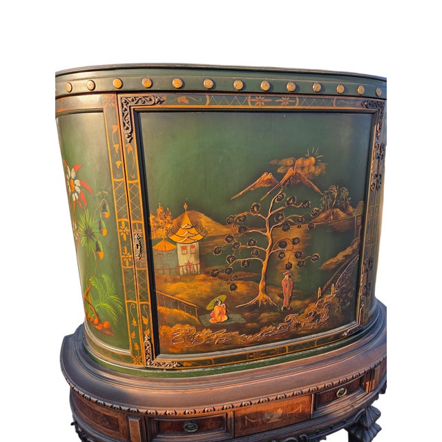 Antique Chinoiserie Curio Cabinet Hutch Vitrine Breakfront Vernis Martin Style For Sale - Image 15 of 18