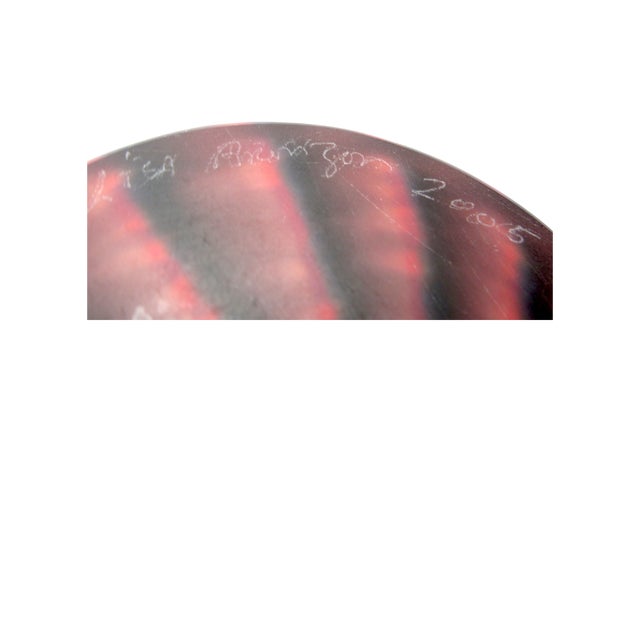 Glass Large Red & Black Striped Glass Vase - Signed by Lisa Aronzon For Sale - Image 7 of 8