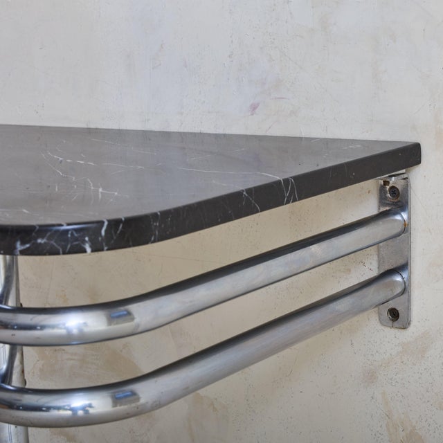 1940s French Art Deco Wall-Mounted Console with Black Marble Top, 1940s - 2 Available For Sale - Image 5 of 6