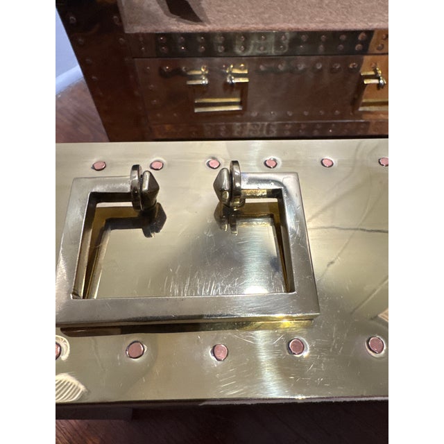 Wood Sarreid Style Brass Chest For Sale - Image 7 of 8