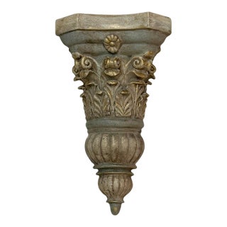 Vintage Monumental Neoclassical Corinthian Wall Bracket in Bespoke Gustavian Finish - Newly Painted For Sale