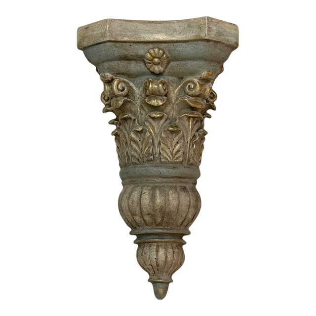 Vintage Monumental Neoclassical Corinthian Wall Bracket in Bespoke Gustavian Finish - Newly Painted For Sale