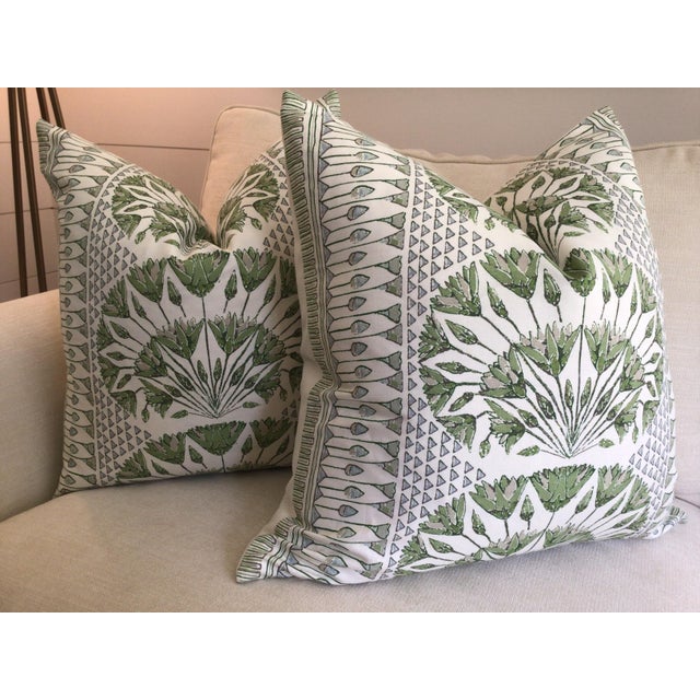 Thibaut “Cairo” in Green Plush Down-Filled Lumbar Pillow 12" x 20" - Single For Sale In Atlanta - Image 6 of 7