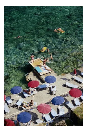 Slim Aarons, Porto Ercole Beach, Limited Edition Estate Stamped Photographic Print, 1980s