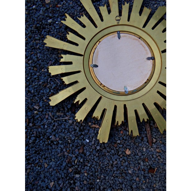 Mid-Century Golden Brass Witch Eye Sunburst Mirror, 1960s For Sale - Image 11 of 14