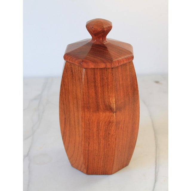 Mid-Century Modern Mid-Century Modern Teak Wood Octagonal Lidded Container For Sale - Image 3 of 8