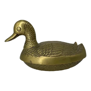 Mid Century Lidded Brass Duck - Large