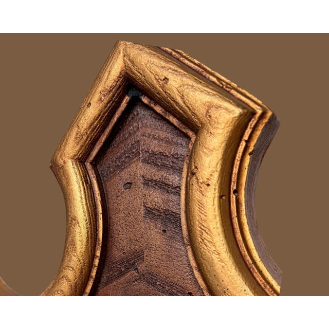 Keith Fritz Fine Furniture MCM 31.5” Signed Designer Modern Gilt Wall Mirror For Sale - Image 4 of 8