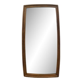 Vintage Mid-Century Modern Solid Wood Barrel-Frame Wall Mirror. For Sale