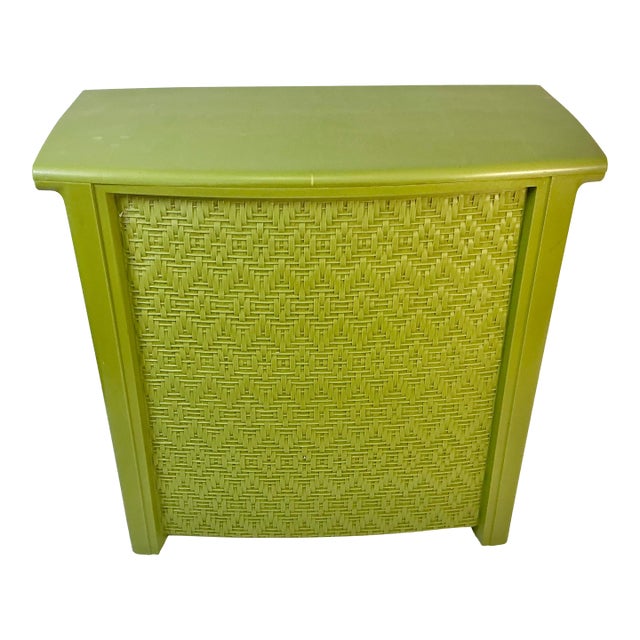 1960s Mid-Century Boho Chic Olive Green Hamper. For Sale