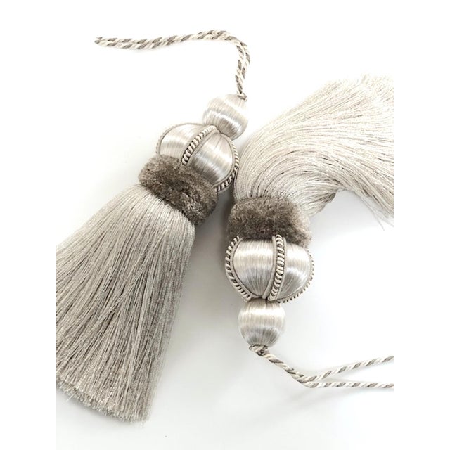 Silver Key Tassels With Cut Ruche - a Pair For Sale - Image 9 of 12