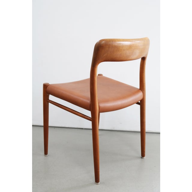 1960s Danish Modern Teak & Skai Model 75 Dining Chair by Niels Otto (N. O.) Møller for J.L. Møllers, 1960s For Sale - Image 5 of 10