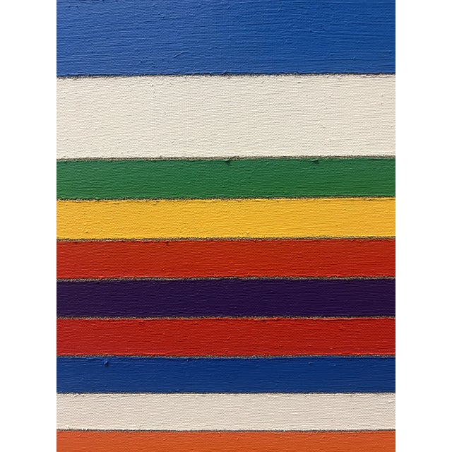 Willy Müller-Brittnau (1938-2003), Large Geometric Abstract Patterned Colorful Acrylic Painting on Linen, Signed, WMB,...