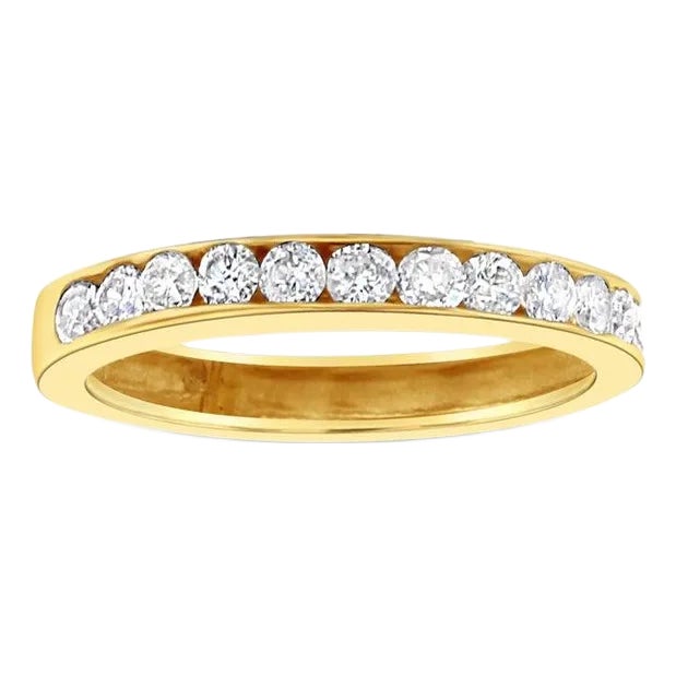 Half Carat Diamond Wedding Band 14k Yellow Gold, Size 8 For Sale