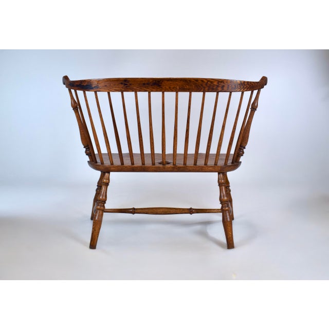 20th Century American Comb Back Windsor Settee Bench For Sale - Image 9 of 16