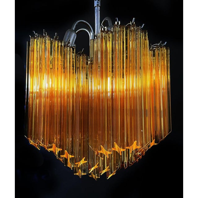 Modern Quadriedri Glass Chandelier with 60 Amber Prism Quadriedri, 1990s For Sale - Image 17 of 18