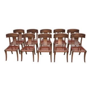 Klismos Style Solid Walnut Dining Chairs -Set of 10 For Sale