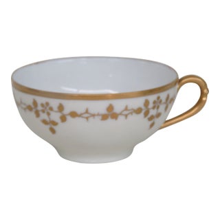 Mid 20th CenturyJWH Bavaria Fine Porcelain Tea Cup White With Gold Gilt Rim and Florals For Sale