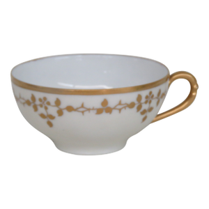 Mid 20th CenturyJWH Bavaria Fine Porcelain Tea Cup White With Gold Gilt Rim and Florals
