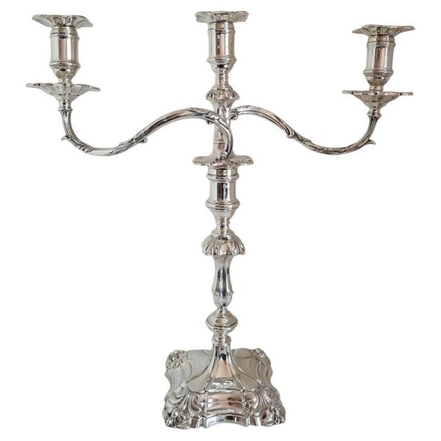 Antique Edwardian Sterling Silver Candelabra by Thomas A. Scott, Sheffield, 1902 For Sale - Image 13 of 13