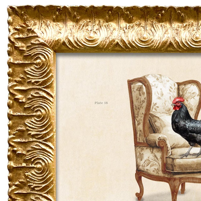 Various Artists Contemporary Reproduction Art Print of Vintage "Parlor Rooster", Framed For Sale - Image 4 of 5