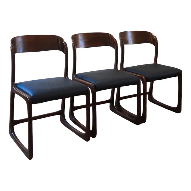 Bémol Sledge Chairs attributed to Baumann, France, 1960s, Set of 3 For Sale