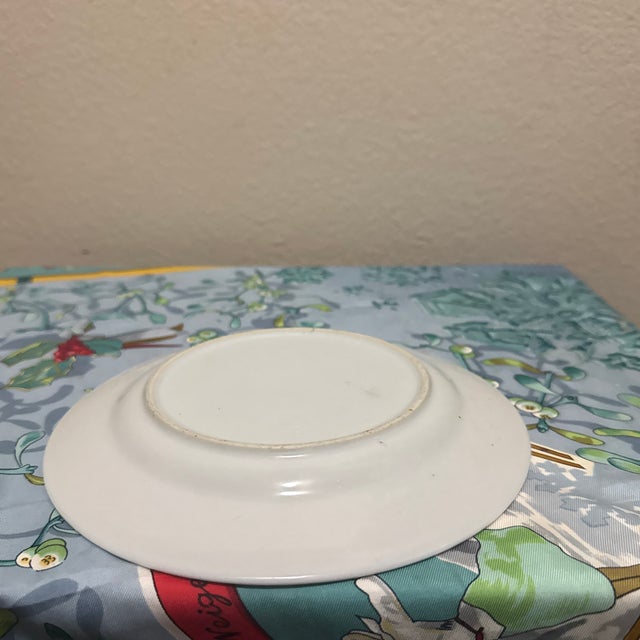 Vintage Mid-Century Chinese Blue and White Porcelain Carp Fish Salad Plate For Sale - Image 4 of 4