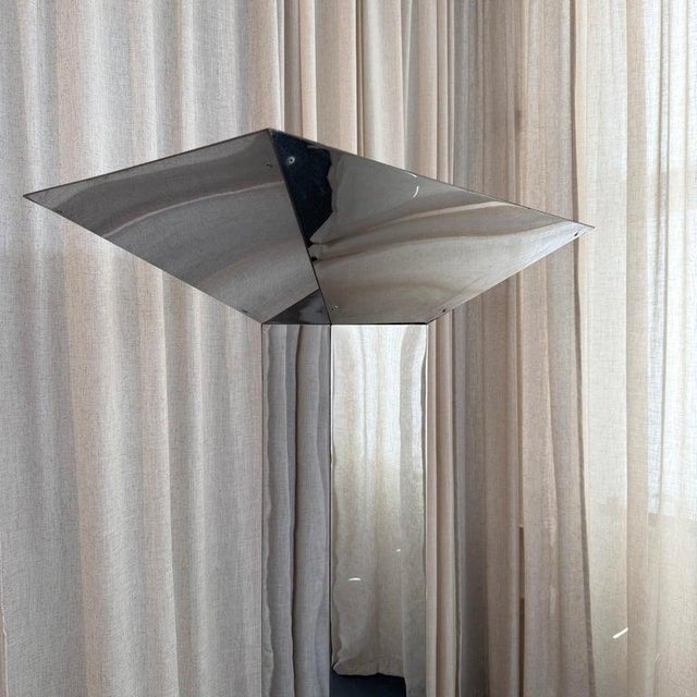 1980s 1980s Postmodern Chrome Skyscraper Torchiere Floor Lamp For Sale - Image 5 of 11