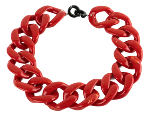 Angela Caputi Italy Choker Necklace Massive Red Cinnabar Resin Chain