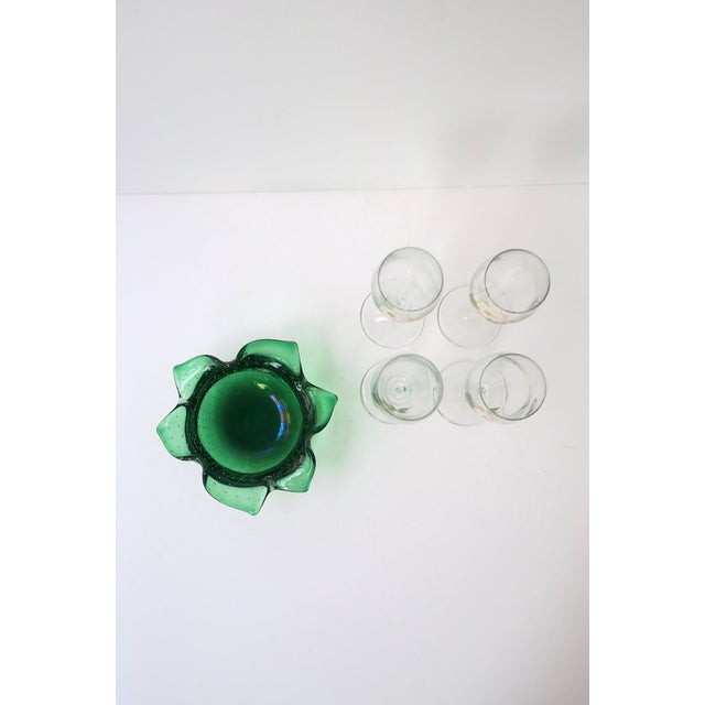 Mid 20th Century Scandinavian Modern Emerald Green Art Glass Bowl, Organic Modern, 1960s Denmark For Sale - Image 5 of 11